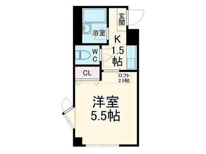 カインドハウス鹿沼公園(1K/2階)の間取り写真