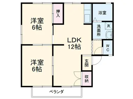 リバーヒルズ 南棟(2LDK/2階)の間取り写真
