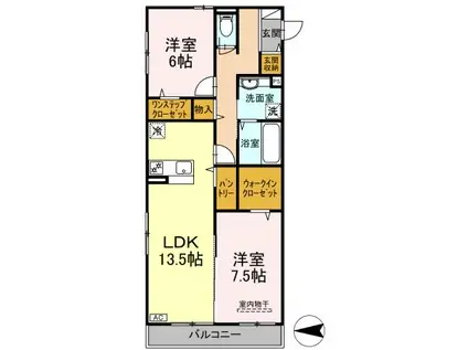 ルミエール大和東(2LDK/3階)の間取り写真