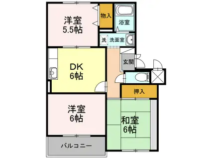 スクエア船堀(3DK/3階)の間取り写真