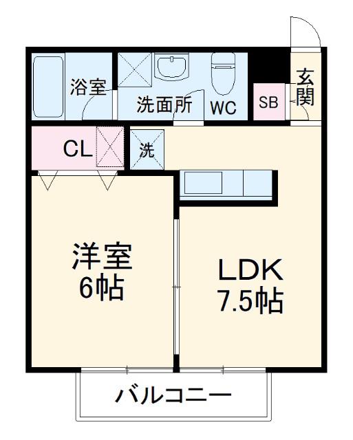 シャンテニエ(1DK/2階)の間取り写真