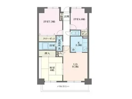 コンフォート津田沼壱番館(3LDK/7階)の間取り写真