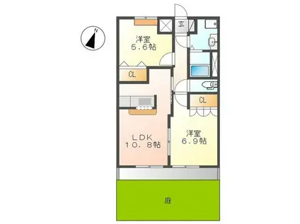ライムライトアゲオ弐番館(2LDK/1階)の間取り写真
