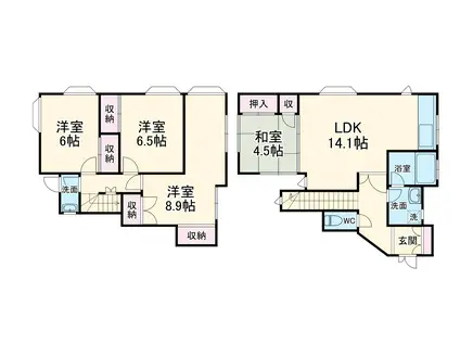 横須賀線 東戸塚駅 バス乗車時間：7分 六ツ川四丁目バス停で下車 徒歩5分 2階建 築56年(4DK)の間取り写真