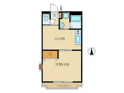 ラ・セゾンプルミエ(1DK/地下階)の間取り写真