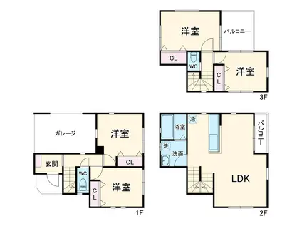 京浜東北・根岸線 大宮駅(埼玉) 徒歩23分 3階建 築1年(4LDK)の間取り写真