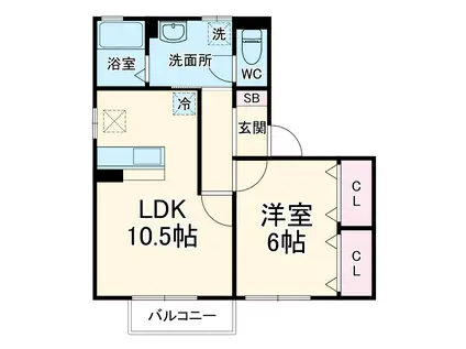 MIRABELLE(1LDK/1階)の間取り写真