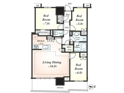 幕張ベイパーク ライズゲートタワー(3LDK/27階)の間取り写真