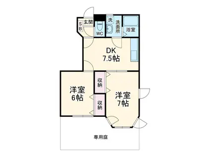 VILLA AMITY D(2DK/1階)の間取り写真