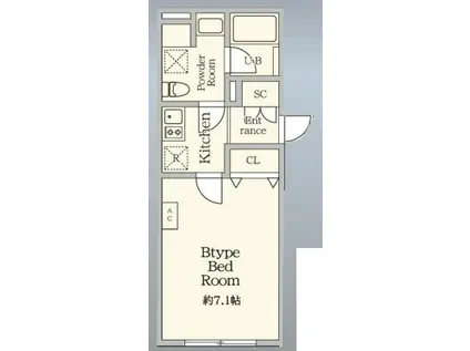 AGRACES北新宿Ⅱ(1K/1階)の間取り写真