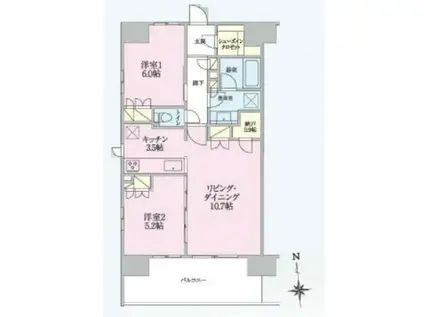 トラープランド翠命館(2LDK/6階)の間取り写真