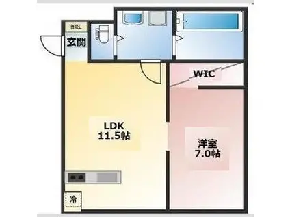 フォルテッツア城南(1LDK/1階)の間取り写真