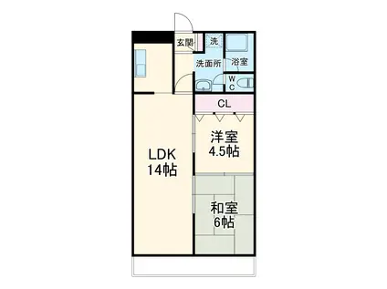 アスモ岡町(2LDK/3階)の間取り写真