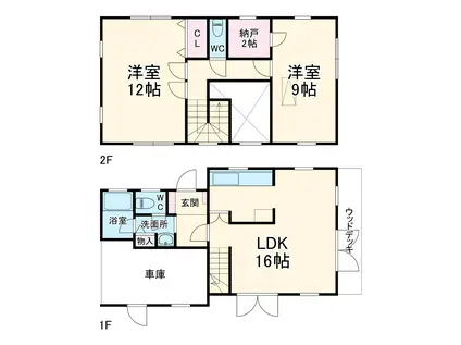 横浜線 橋本駅(神奈川) バス乗車時間：23分 中沢バス停で下車 徒歩1分 2階建 築33年(2SLDK)の間取り写真
