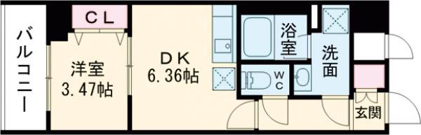 阪急電鉄京都線 西京極駅 徒歩17分 7階建 築1年(1DK/7階)の間取り写真