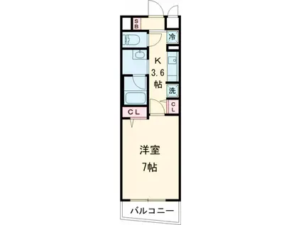 クリオ ラモード学芸大学Ⅱ(1K/2階)の間取り写真