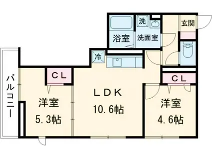 グラナーデ六町Ⅱ(2LDK/3階)の間取り写真
