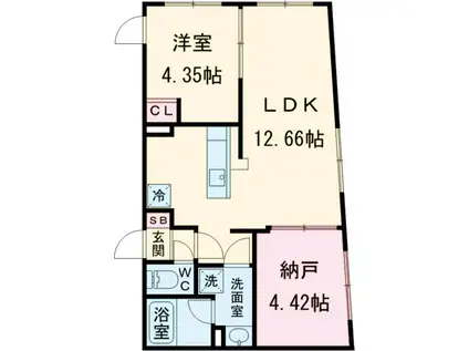 STRIPES 用賀Ⅱ(1SLDK/1階)の間取り写真