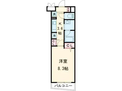 クリオ ラモード学芸大学Ⅱ(1K/2階)の間取り写真