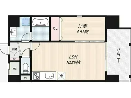 ALZA KITAHORIE(1LDK/10階)の間取り写真