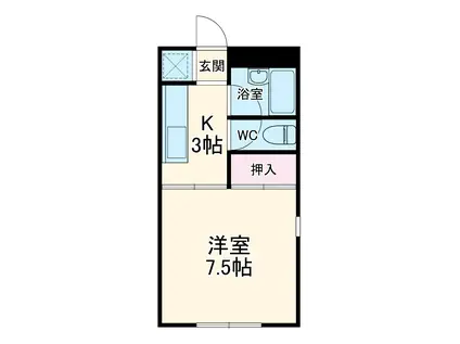 ヴィラネル1(1K/2階)の間取り写真