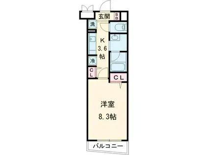 クリオ ラモード学芸大学Ⅱ(1K/4階)の間取り写真
