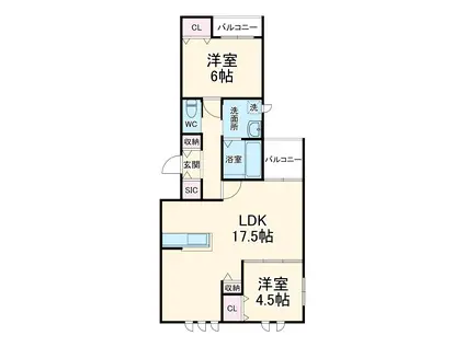 リアンコート(2LDK/1階)の間取り写真