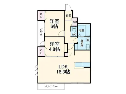 リアンコート(2LDK/2階)の間取り写真