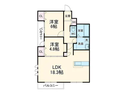 リアンコート(2LDK/3階)の間取り写真