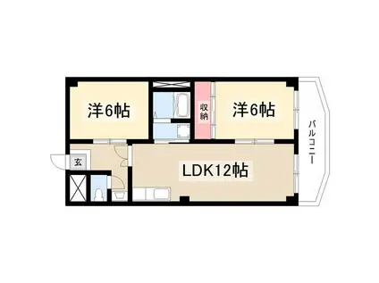 サンライズ清香Ⅱ(2LDK/3階)の間取り写真