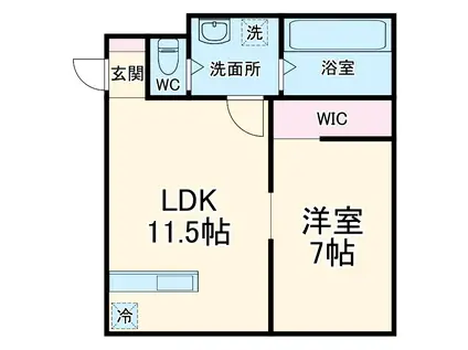 フォルテッツア城南(1LDK/1階)の間取り写真
