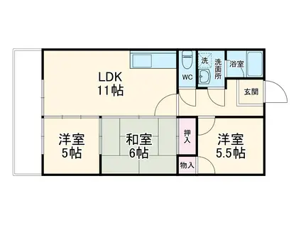 フェリッツ山西(3LDK/3階)の間取り写真