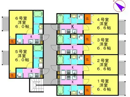 佐倉市山撝共同(1K/2階)の間取り写真