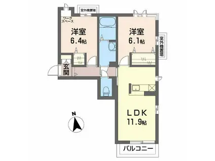 サン・エスポワールA(2LDK/1階)の間取り写真