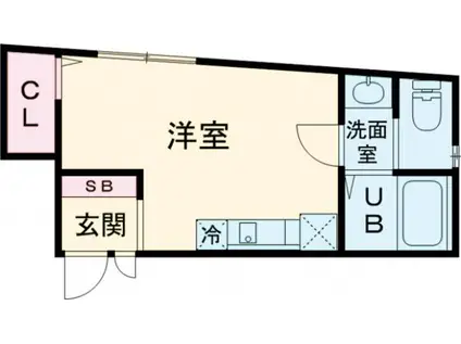リーフテラス仙川(ワンルーム/1階)の間取り写真