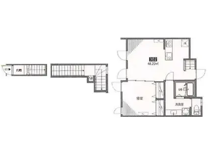 リーフテラス仙川(1LDK/3階)の間取り写真