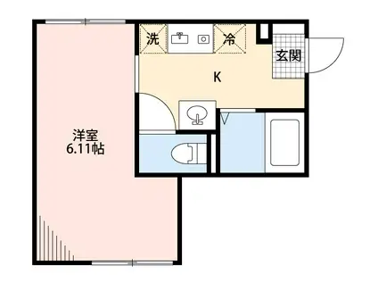 フルセイル八王子新町(ワンルーム/1階)の間取り写真