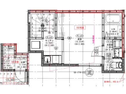 LUXION上本郷(1K/1階)の間取り写真