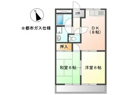 サニー加島(2DK/2階)の間取り写真