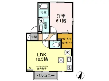 ショコラヴィレッタ(1LDK/1階)の間取り写真