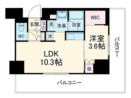 パークタワー向ケ丘遊園(1LDK/6階)の間取り写真