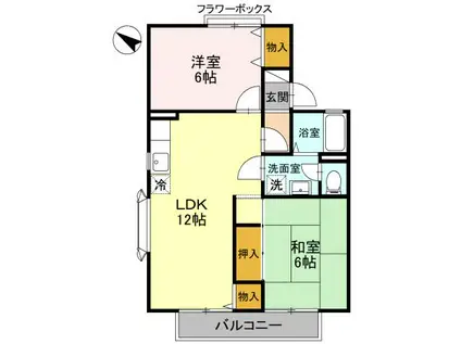 ヒルオーク(3DK/2階)の間取り写真