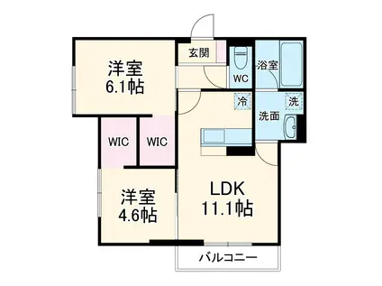 草加氷川町PJⅣ B(2LDK/3階)の間取り写真
