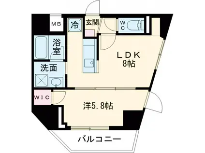 ラグゼナ北千住Ⅱ(1LDK/8階)の間取り写真