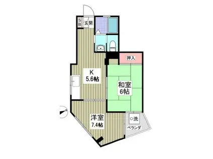 有賀サンハイツ(2K/4階)の間取り写真