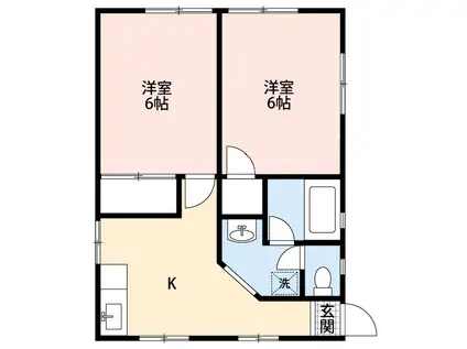 シャトーハイム(2DK/1階)の間取り写真