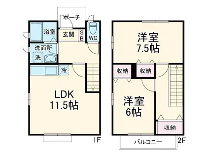 ドッグウッド宮前Ｇ棟(2LDK)の間取り写真