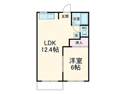 ライトハイツⅠ棟(1LDK/2階)の間取り写真