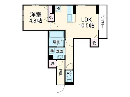 DーZEPHYR(1LDK/2階)の間取り写真