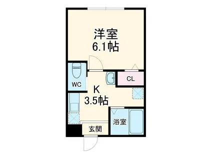 ヴィータフェリーチェ(1K/2階)の間取り写真